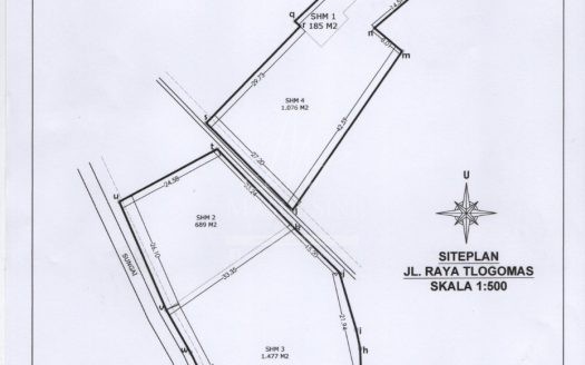 Dijual Tanah Strategis Jl Raya Tlogomas Malang